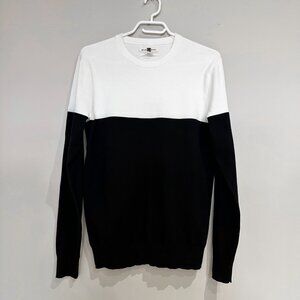 Black Brown 1826 Color block Long Sleeve Crew Neck Sweater Mens Size Small